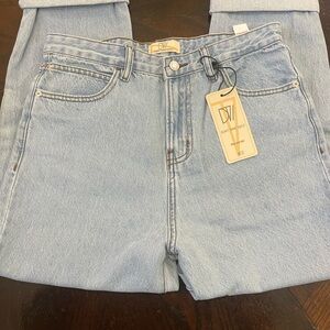 Light Blue Straight Leg High-Waisted Jeans